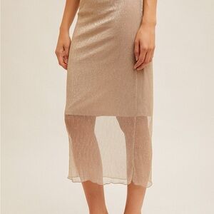 Hem & Thread Shimmering Gold Midi Skirt